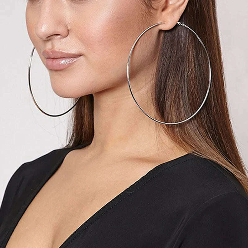 KIMLUD, Women 3-10cm Small Big Circle Hoop Earrings Statement Ear Ring Fashion Jewelry Gift Nightclub DJ 2020, KIMLUD Womens Clothes