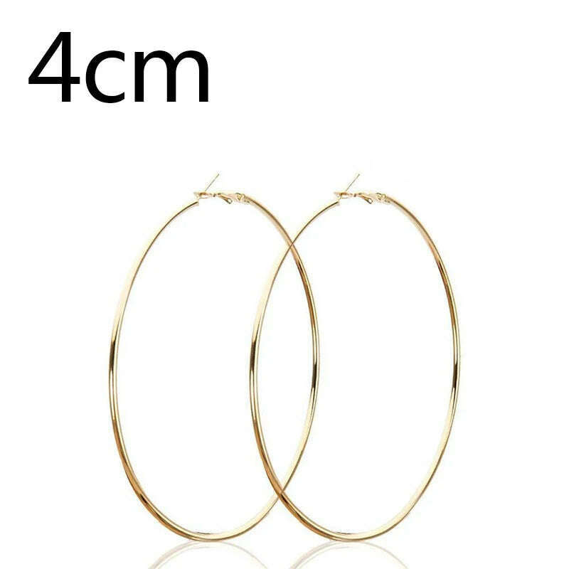 KIMLUD, Women 3-10cm Small Big Circle Hoop Earrings Statement Ear Ring Fashion Jewelry Gift Nightclub DJ 2020, Gold-4cm, KIMLUD APPAREL - Womens Clothes