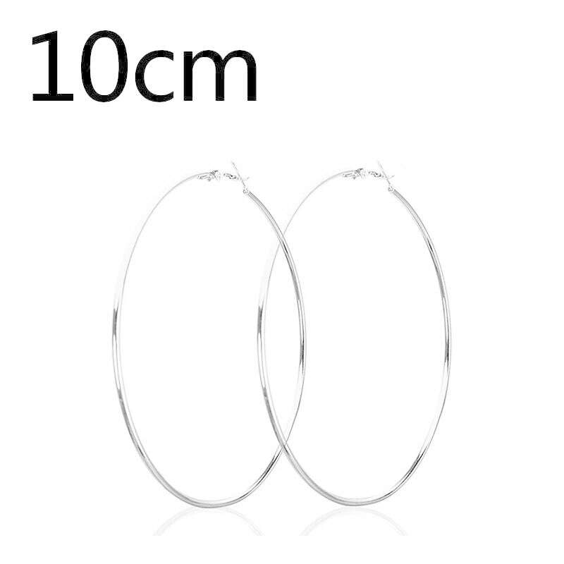 KIMLUD, Women 3-10cm Small Big Circle Hoop Earrings Statement Ear Ring Fashion Jewelry Gift Nightclub DJ 2020, Silver-10cm, KIMLUD APPAREL - Womens Clothes