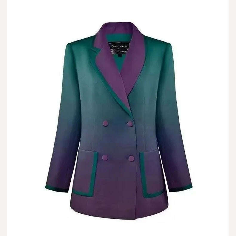 KIMLUD, Women Blazers Elegant Casual Single Breasted Long Sleeve Simple All-match Design Gradient Chic Long Sleeve Blazer New, KIMLUD Womens ClothesKIMLUD, Women Blazers Elegant Casual Single Breasted Long Sleeve Simple All-match Design Gradient Chic Long Sleeve Blazer New, Gradient / S, KIMLUD APPAREL - Womens Clothes