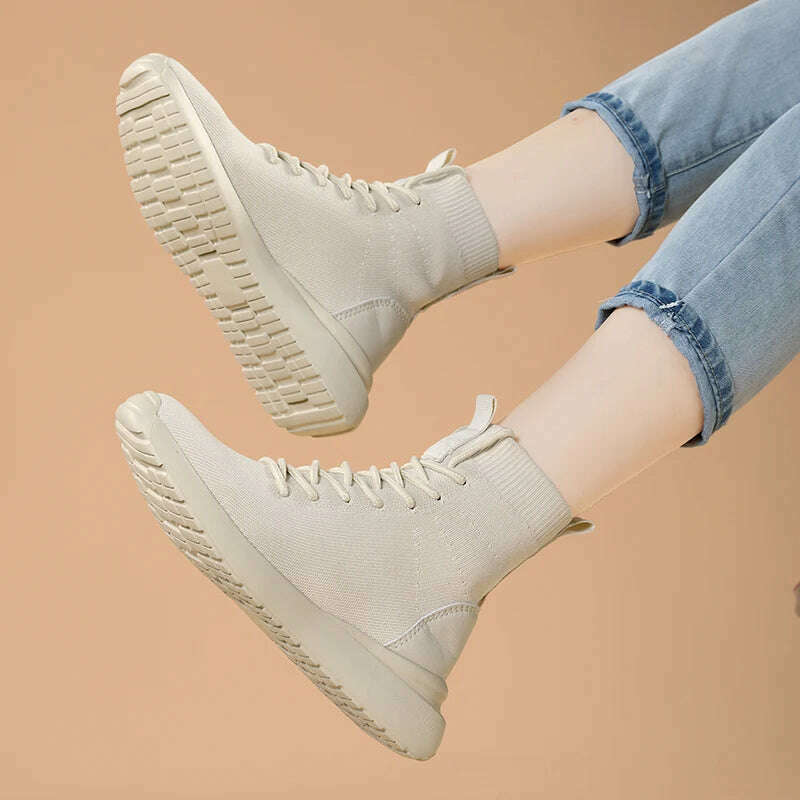 Women Boots Over the Knee Socks Shoes 2020 New Female Fashion Flat Shoes Autumn Winter long Boot for Women Body Shaping Sneakers - KIMLUD