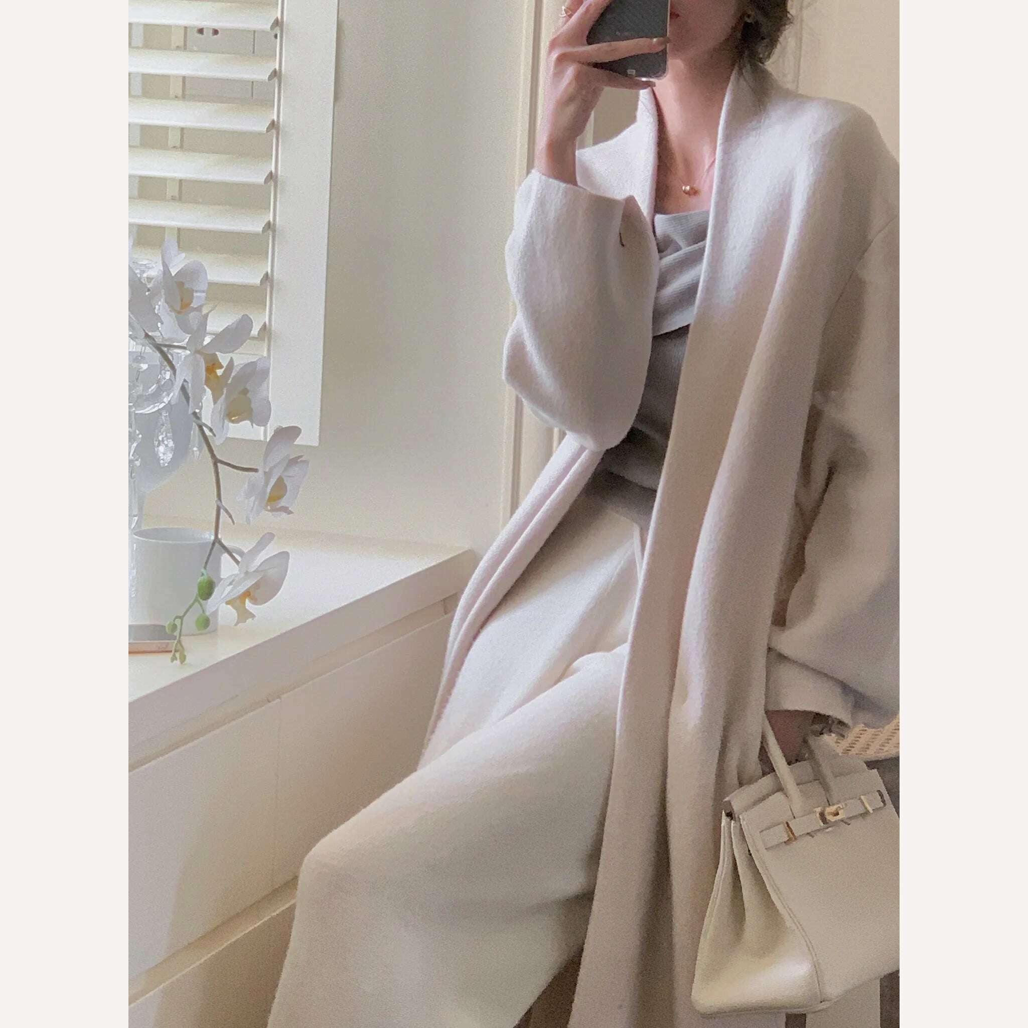 KIMLUD, Women Clothes Elegant Autumn Winter Lace Up Coat Female Fashion Outerwear Solid Lady 2022 Knitted Sweaters Long Cardigan, KIMLUD Womens Clothes