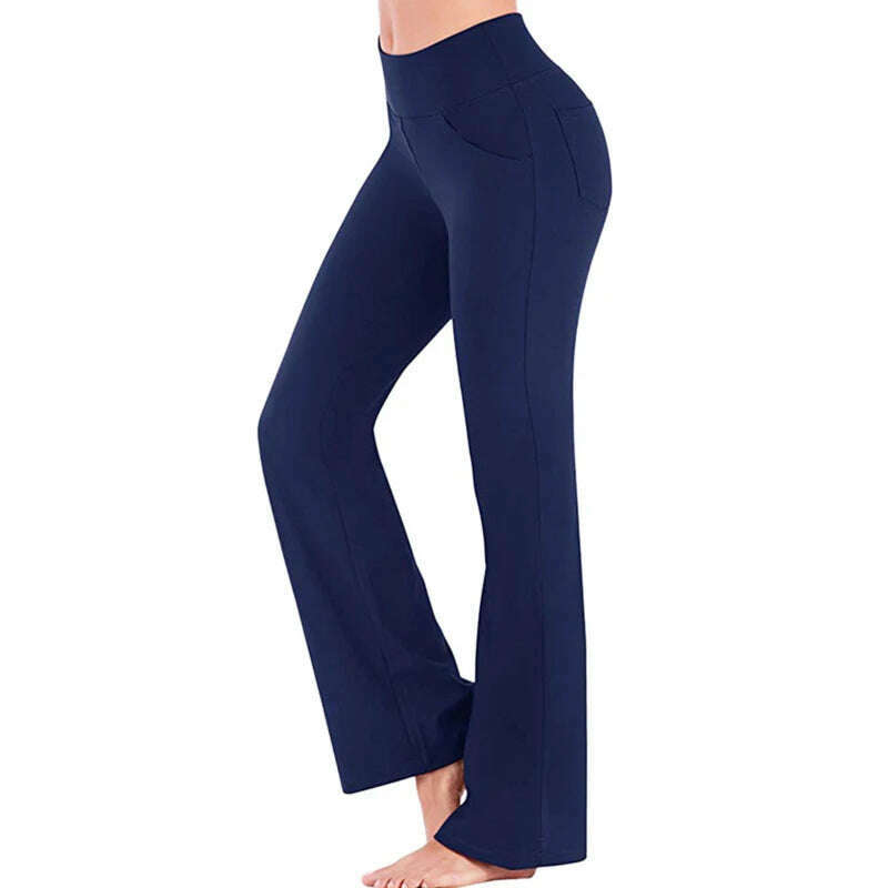 KIMLUD, Women Elastic High Waist Flared Pants Thin Yoga Pants Plus Size Square Dance Pants Slim Sports Fitness Flared Pants Yoga Pants, KIMLUD Womens Clothes