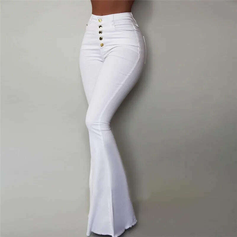 KIMLUD, Women Elasticity Bell-bottoms Pants Solid High Waist Elegant Long Pants Fashion Ladies Full Length Trousers Pantalon Femme, KIMLUD Womens Clothes