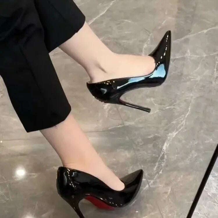 KIMLUD, Women Elegant Luxury Shiny Rhinestone High Heels Sexy Red Bottom Pumps Brand Shoes Sexy Party Pointed Toe Wedding Banquet Shoes, KIMLUD Womens Clothes