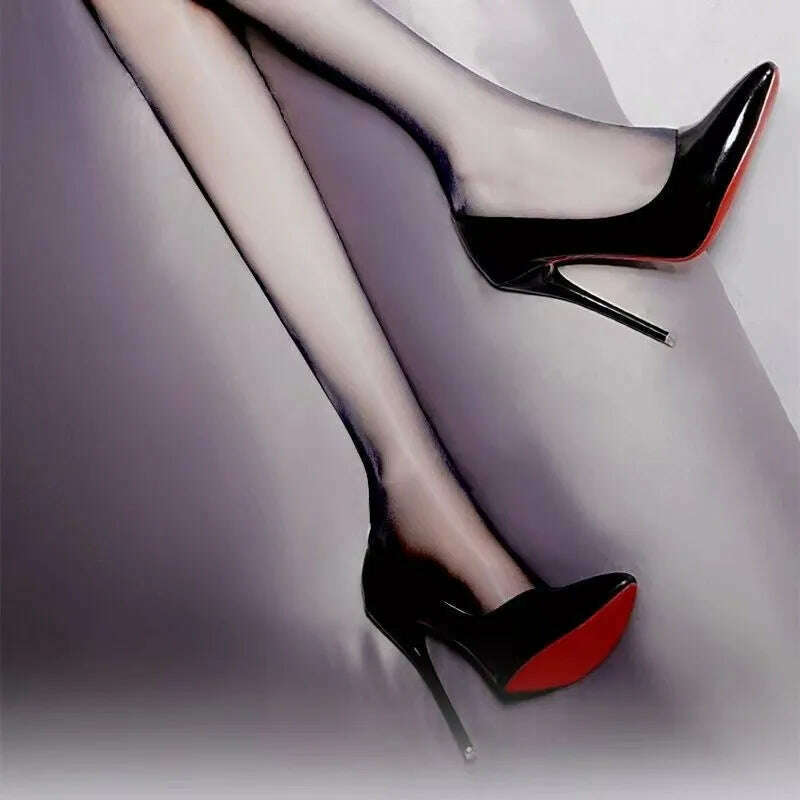 KIMLUD, Women Elegant Luxury Shiny Rhinestone High Heels Sexy Red Bottom Pumps Brand Shoes Sexy Party Pointed Toe Wedding Banquet Shoes, KIMLUD Womens Clothes