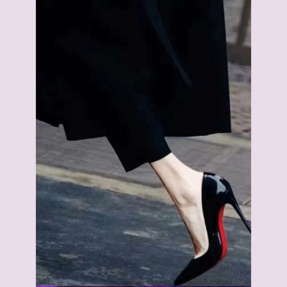 KIMLUD, Women Elegant Luxury Shiny Rhinestone High Heels Sexy Red Bottom Pumps Brand Shoes Sexy Party Pointed Toe Wedding Banquet Shoes, KIMLUD Womens Clothes