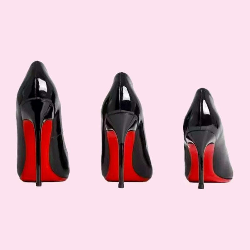 KIMLUD, Women Elegant Luxury Shiny Rhinestone High Heels Sexy Red Bottom Pumps Brand Shoes Sexy Party Pointed Toe Wedding Banquet Shoes, Black 7cm / 36, KIMLUD APPAREL - Womens Clothes