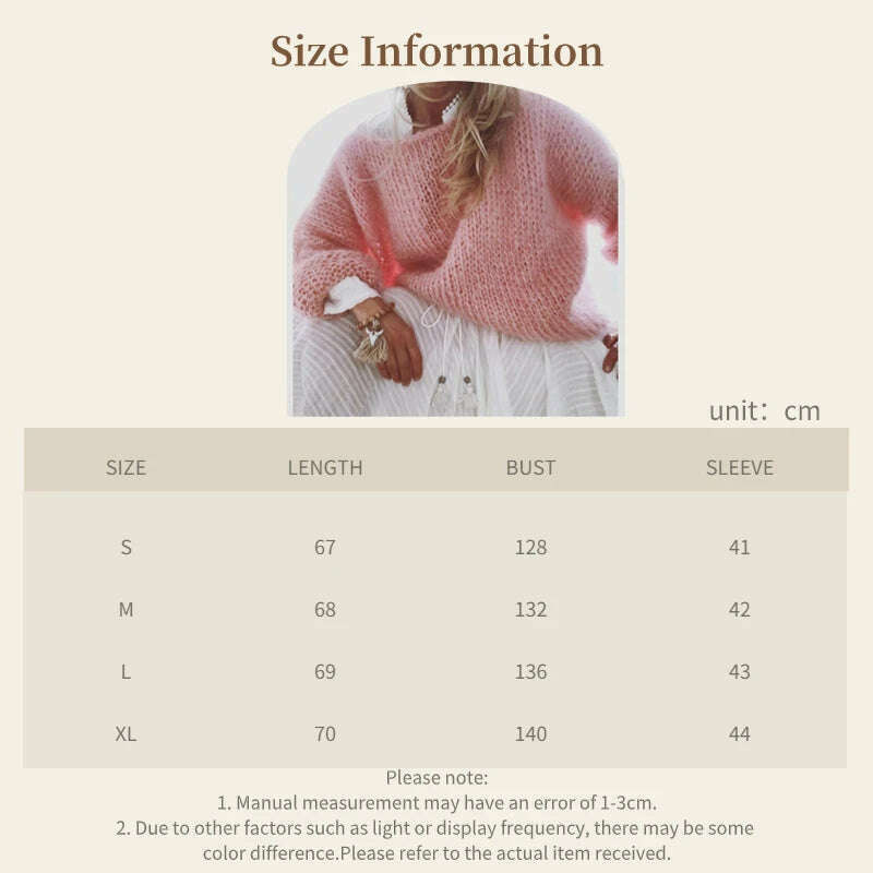 KIMLUD, Women Elelgant Sweater Female Autumn Round Neck Long Sleeve Sweaters Casual Loose Knitted Pullovers Solid Color Oversize Sweater, KIMLUD Womens Clothes