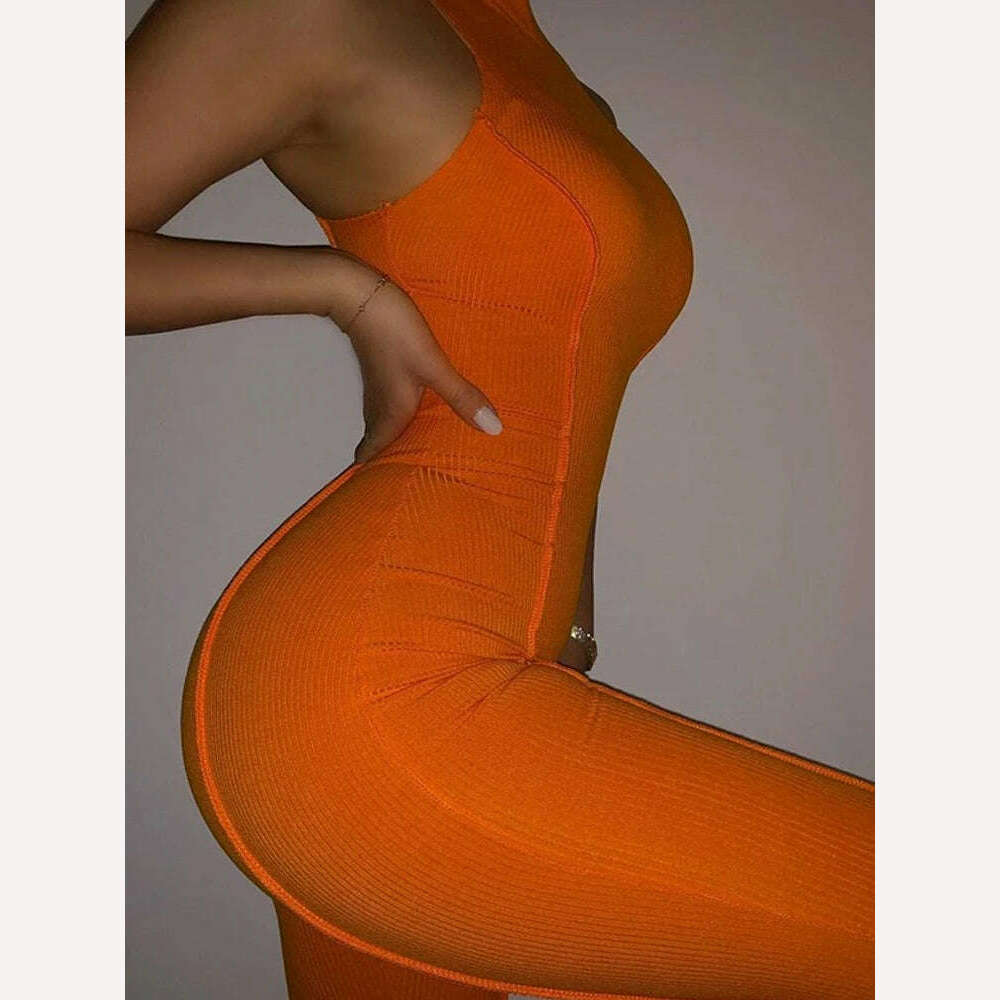 KIMLUD, Women Fall Bright Line Decoration Black Jumpsuit Women One Piece Sexy Club Outfit For Women Long Sleeve White Bodycon Jumpsuits, Orange / S / China, KIMLUD APPAREL - Womens Clothes