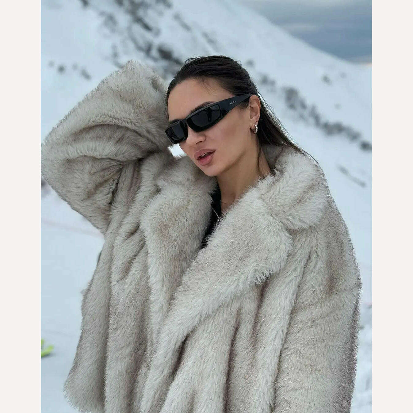 KIMLUD, Women Fashion Faux Fur Coats Vintage Solid Lapel Loose Long Sleeve Warm Flurry Coats 2024 Winter Lady Fashion Thicken Streetwear, KIMLUD Womens Clothes