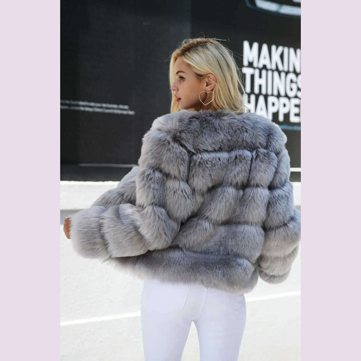 Women Faux Fur Coat Autumn Winter High Quality Fluffy Short Coat Faux Fur Jacket Ladies furry Fashion Tops - KIMLUD