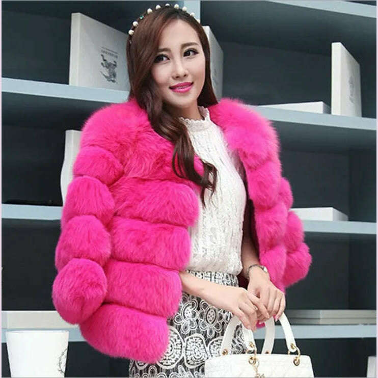 Women Faux Fur Coat Autumn Winter High Quality Fluffy Short Coat Faux Fur Jacket Ladies furry Fashion Tops - KIMLUD