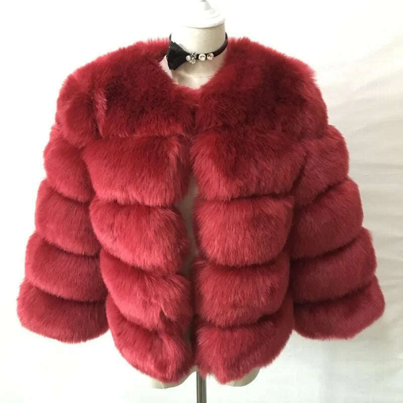Women Faux Fur Coat Autumn Winter High Quality Fluffy Short Coat Faux Fur Jacket Ladies furry Fashion Tops - KIMLUD