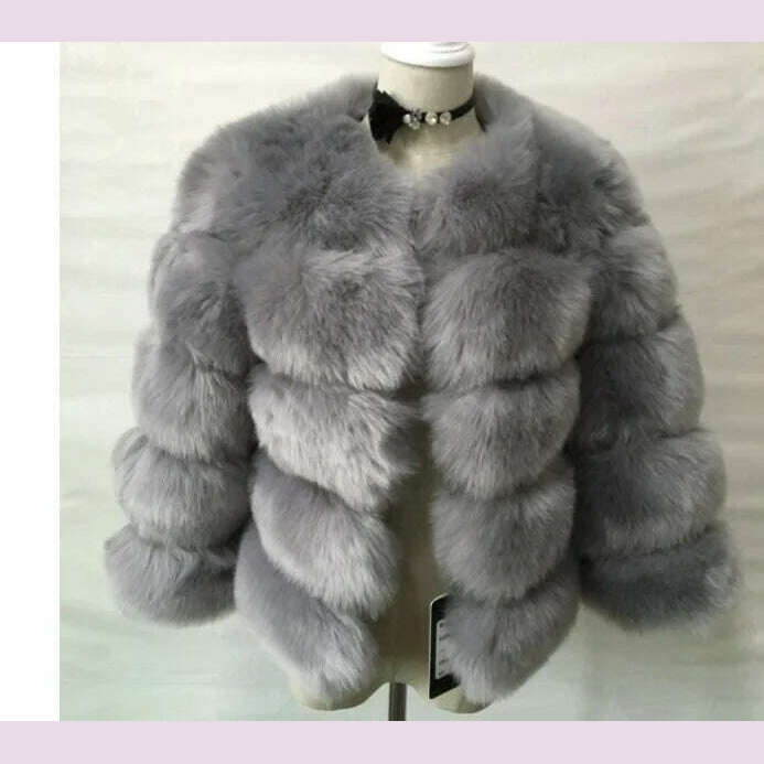 Women Faux Fur Coat Autumn Winter High Quality Fluffy Short Coat Faux Fur Jacket Ladies furry Fashion Tops - KIMLUD