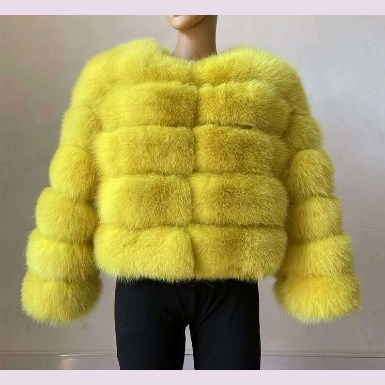 Women Faux Fur Coat Autumn Winter High Quality Fluffy Short Coat Faux Fur Jacket Ladies furry Fashion Tops - KIMLUD