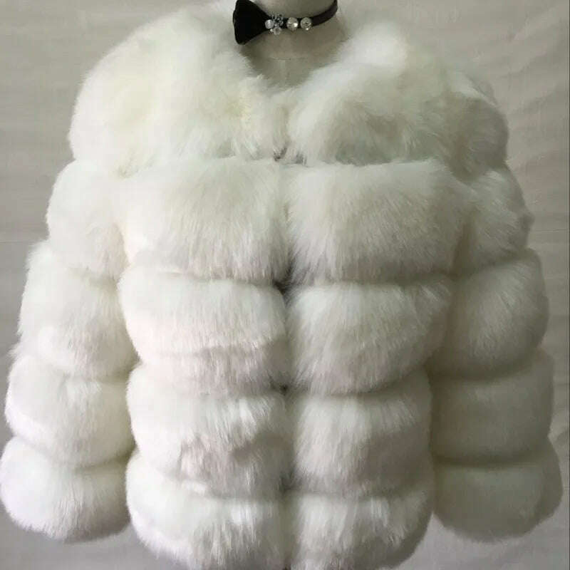 Women Faux Fur Coat Autumn Winter High Quality Fluffy Short Coat Faux Fur Jacket Ladies furry Fashion Tops - KIMLUD