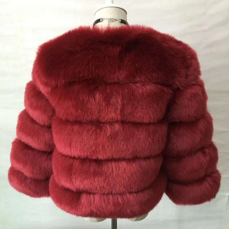 Women Faux Fur Coat Autumn Winter High Quality Fluffy Short Coat Faux Fur Jacket Ladies furry Fashion Tops - KIMLUD