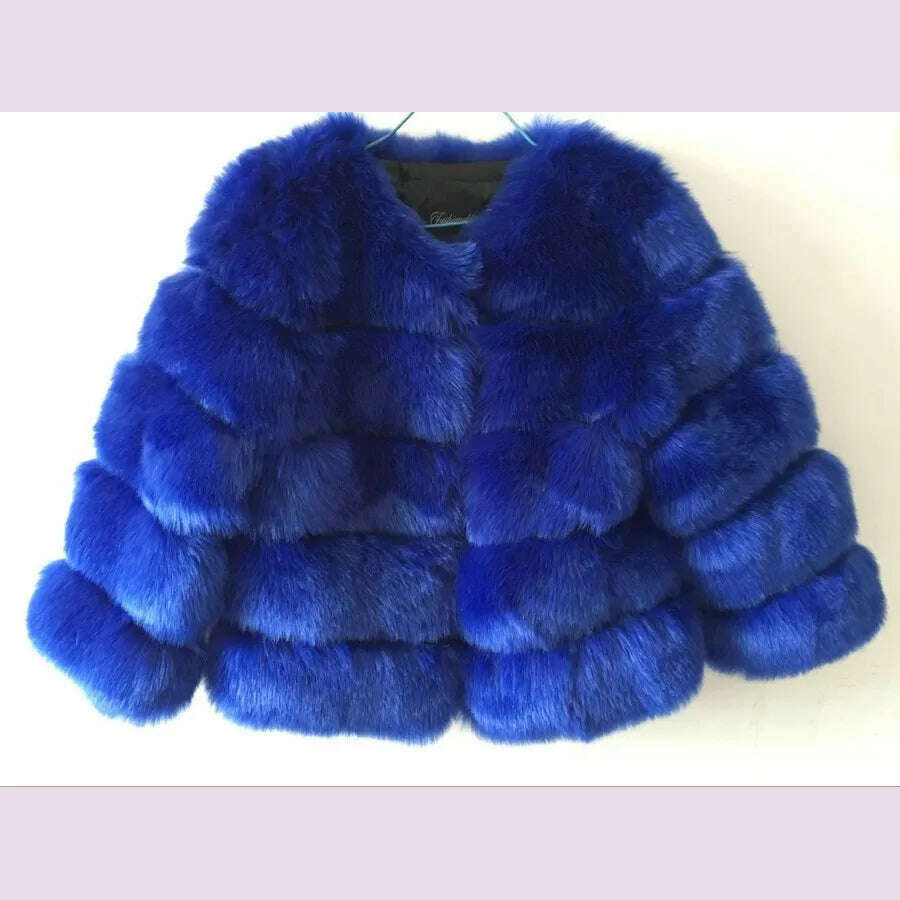 Women Faux Fur Coat Autumn Winter High Quality Fluffy Short Coat Faux Fur Jacket Ladies furry Fashion Tops - KIMLUD