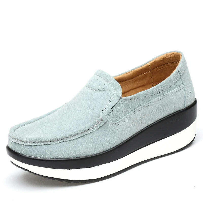 KIMLUD, Women Flat Platform Loafers Ladies Elegant Suede Leather Moccasins Shoes Woman Slip On Moccasin Women's Blue Casual Shoes, GRAY / 40, KIMLUD Womens Clothes