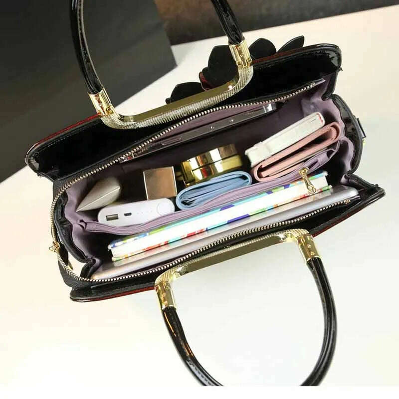 KIMLUD, Women Handbags Party Wallets Wedding Purses Totes Patent Leather Satchel For Shoulder Bags Luxury Brand Bag, KIMLUD Womens Clothes