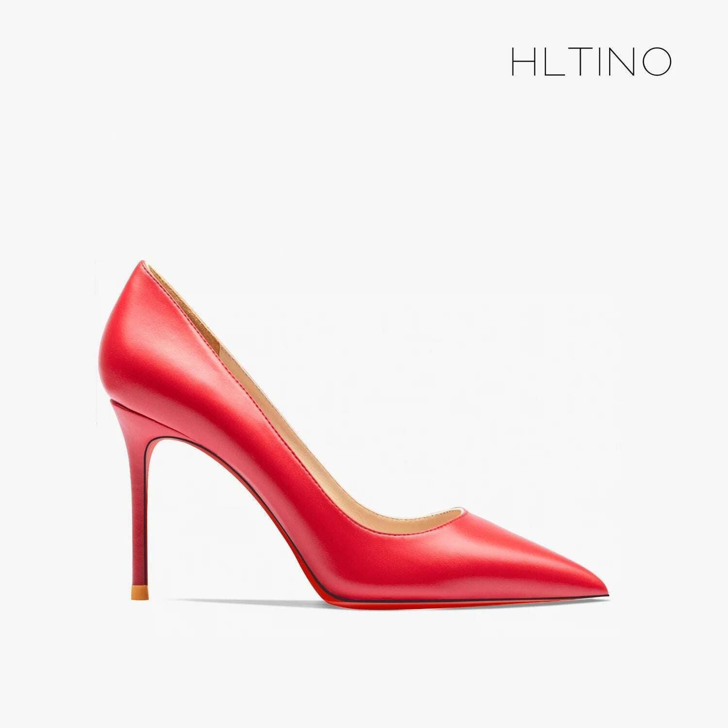 KIMLUD, Women heels shoes woman 2024 trend luxury Brand Women's Pumps Leather High Heels Red Bottom Pointed Toe Ladies Party Shoes 12cm, Red 10cm / 37 / CHINA, KIMLUD APPAREL - Womens Clothes