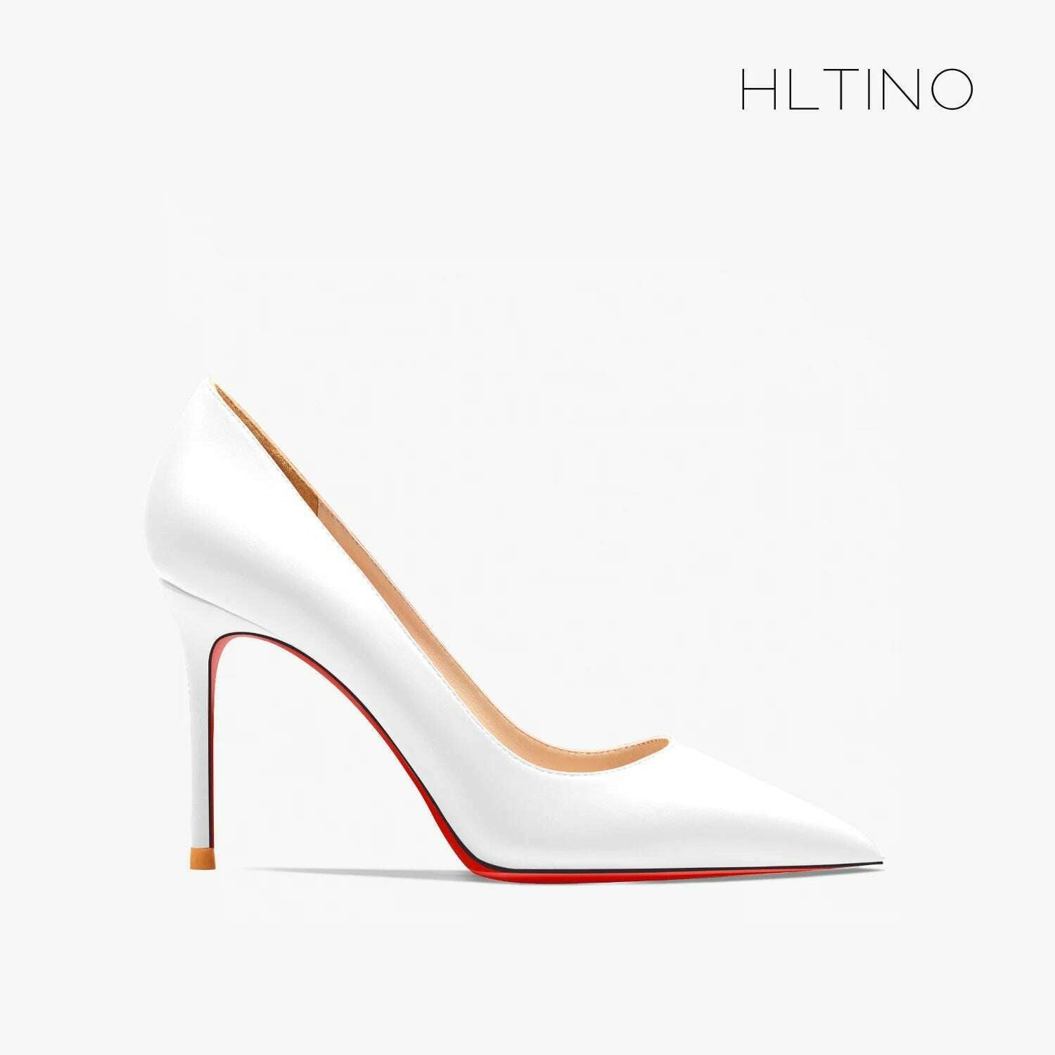 KIMLUD, Women heels shoes woman 2024 trend luxury Brand Women's Pumps Leather High Heels Red Bottom Pointed Toe Ladies Party Shoes 12cm, White matte 10cm / 42 / CHINA, KIMLUD APPAREL - Womens Clothes