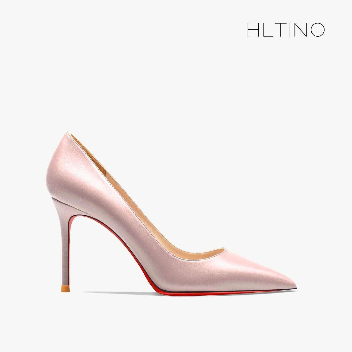 KIMLUD, Women heels shoes woman 2024 trend luxury Brand Women's Pumps Leather High Heels Red Bottom Pointed Toe Ladies Party Shoes 12cm, Pink 10cm / 33 / CHINA, KIMLUD APPAREL - Womens Clothes