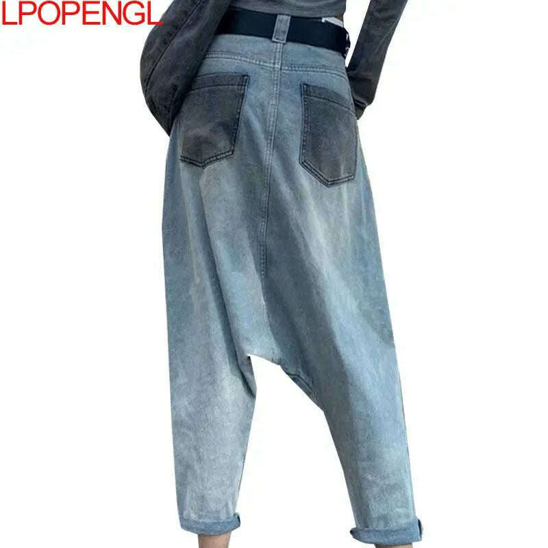 KIMLUD, Women High Waist Chic Nine Points Embroidery Jeans Hip Hop Street Cross-pants Full Length Clothing Boyfriend Washed Pants 2022, KIMLUD Womens Clothes