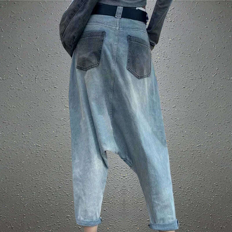 KIMLUD, Women High Waist Chic Nine Points Embroidery Jeans Hip Hop Street Cross-pants Full Length Clothing Boyfriend Washed Pants 2022, KIMLUD Womens Clothes