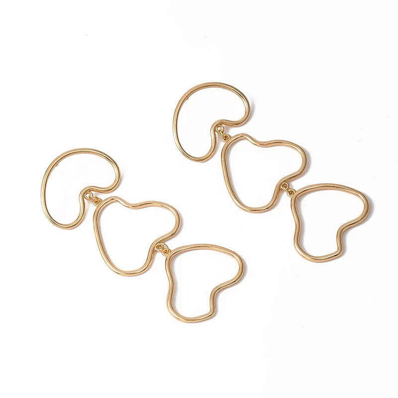KIMLUD, Women Irregular Geometric Dangle Earrings Trendy Gold Plate Symmetry Wire Big Long Pendant Earring Boho Harajuku Party Jewelry, KIMLUD Womens Clothes