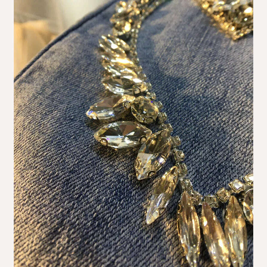 KIMLUD, Women Jeans 2023 Spring and Autumn New Exquisite Rhinestone Beaded Love Pattern High Waist Stretch Cropped Jeans Female, KIMLUD Womens Clothes