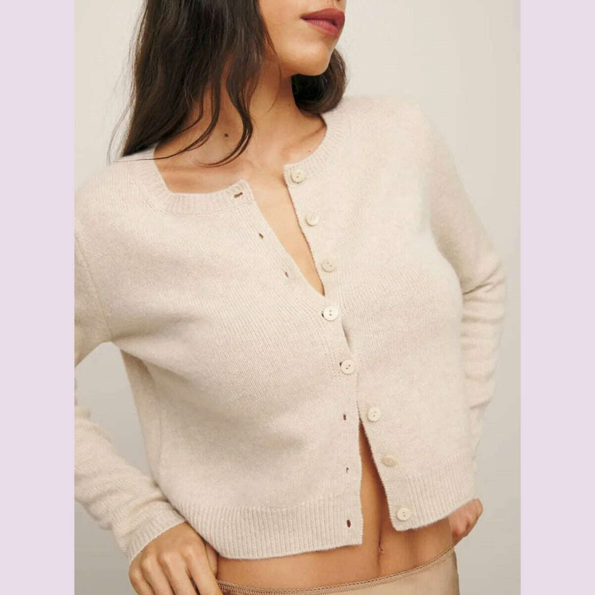 KIMLUD, Women Knitted Cardigan Fall Spring Solid Color Long Sleeve Sweater Button-Down Casual Soft Knit Coat Knitwear for Daily Life Y2K, KIMLUD Womens Clothes