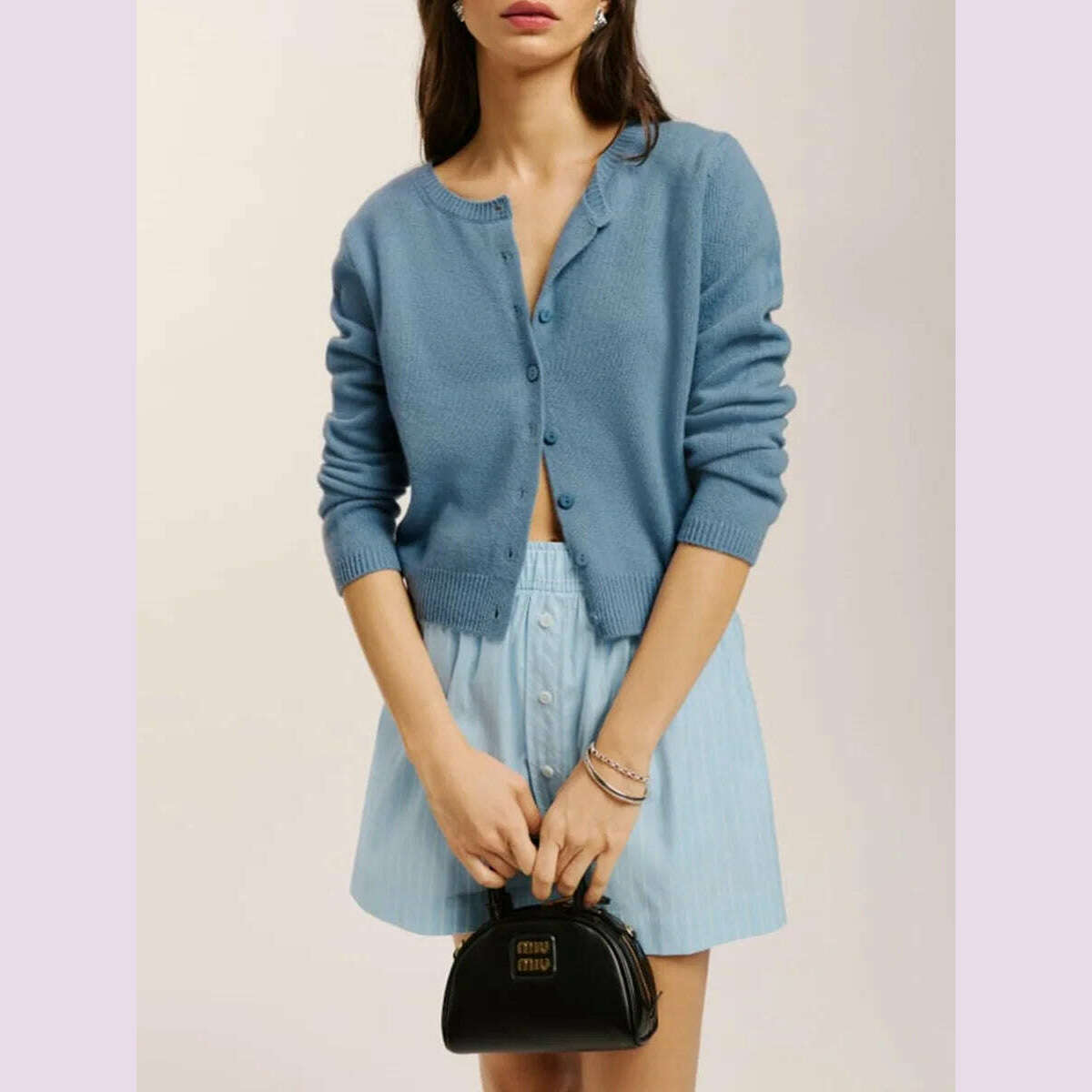 KIMLUD, Women Knitted Cardigan Fall Spring Solid Color Long Sleeve Sweater Button-Down Casual Soft Knit Coat Knitwear for Daily Life Y2K, KIMLUD Womens Clothes