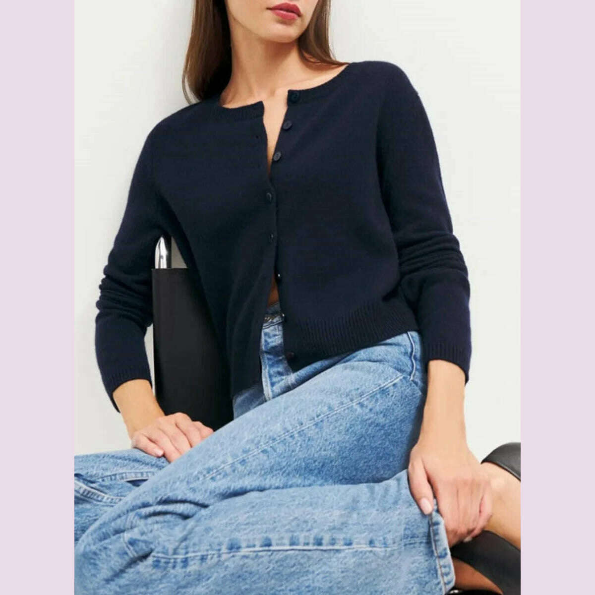KIMLUD, Women Knitted Cardigan Fall Spring Solid Color Long Sleeve Sweater Button-Down Casual Soft Knit Coat Knitwear for Daily Life Y2K, KIMLUD Womens Clothes