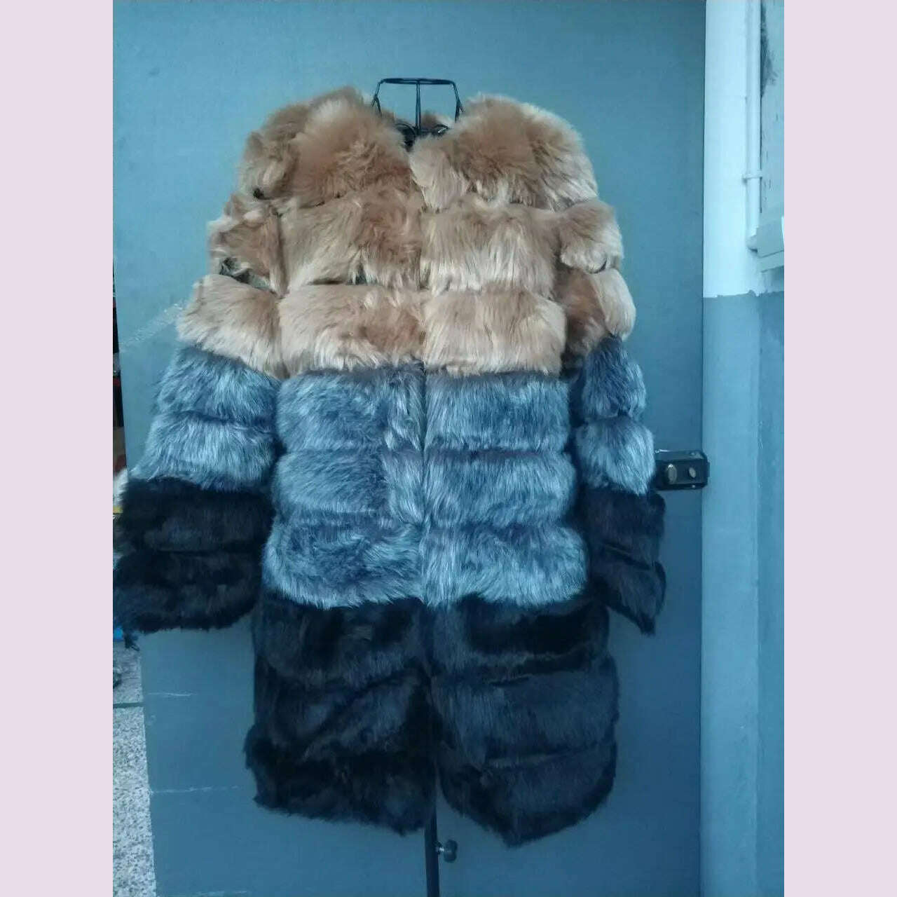 KIMLUD, Women Long Faux Fur Coat Winter Fashion Large Size Thick Warm Fur Jacket Yellow and Black Contrast Stitching Cardigan Cloth, KIMLUD Womens Clothes