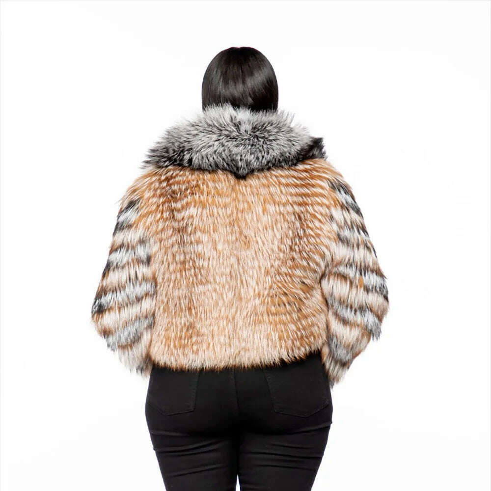 KIMLUD, Women Luxury Real Natural Red Fox Fur Coat Fashion Silver Fox Lapel Genuine Fur Overcoat Winter Warm Real Fur Thick Outwear, KIMLUD Womens Clothes