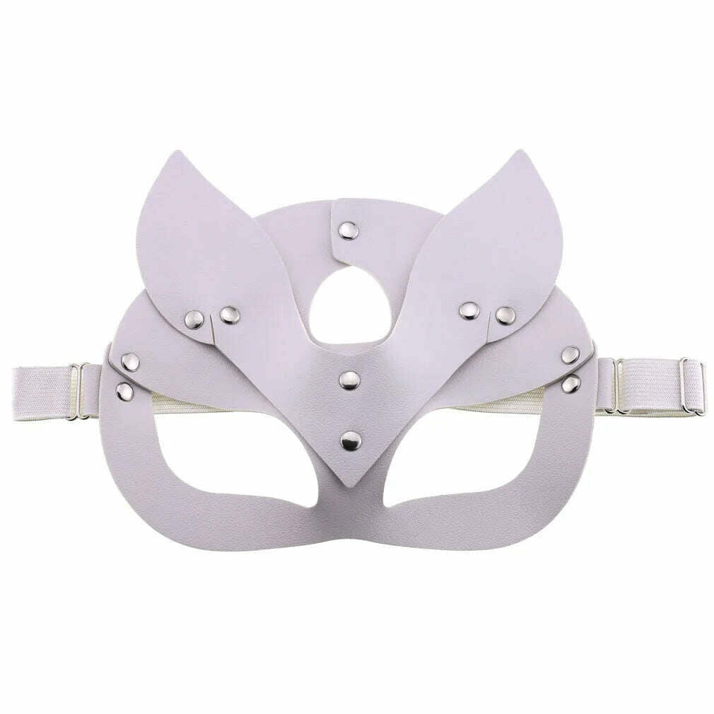Women Masks Female Leather Mask Half Face Fox Cosplay Leather Halloween Party Ball Punk Adult Game Toys Supplies - KIMLUD