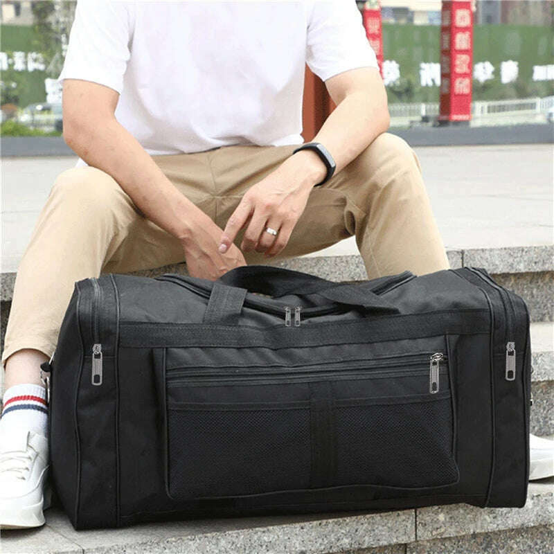 Women Men Nylon Travel Duffel Bag Carry On Luggage Bag Men Tote Large Capacity Weekender Gym Sport Holdall Overnight Bag Pouches - KIMLUD