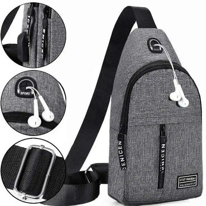 KIMLUD, Women Men's backpack chest bag leisure sports tourism chest bag single shoulder crossbody bag, gray, KIMLUD APPAREL - Womens Clothes