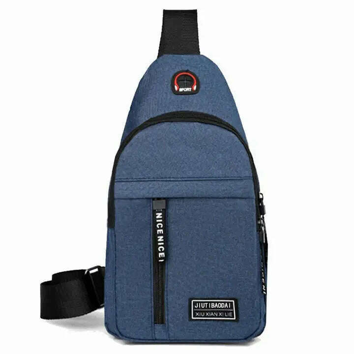 KIMLUD, Women Men's backpack chest bag leisure sports tourism chest bag single shoulder crossbody bag, blue, KIMLUD APPAREL - Womens Clothes