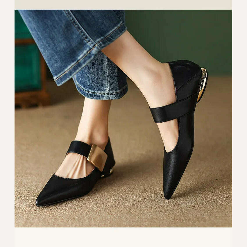 KIMLUD, Women Nature Suede High Thick Heels SmallHut New 2023 Spring Black Apricot Square Toe Pumps Elegant Lady Metal Decoration Shoes, KIMLUD Womens Clothes