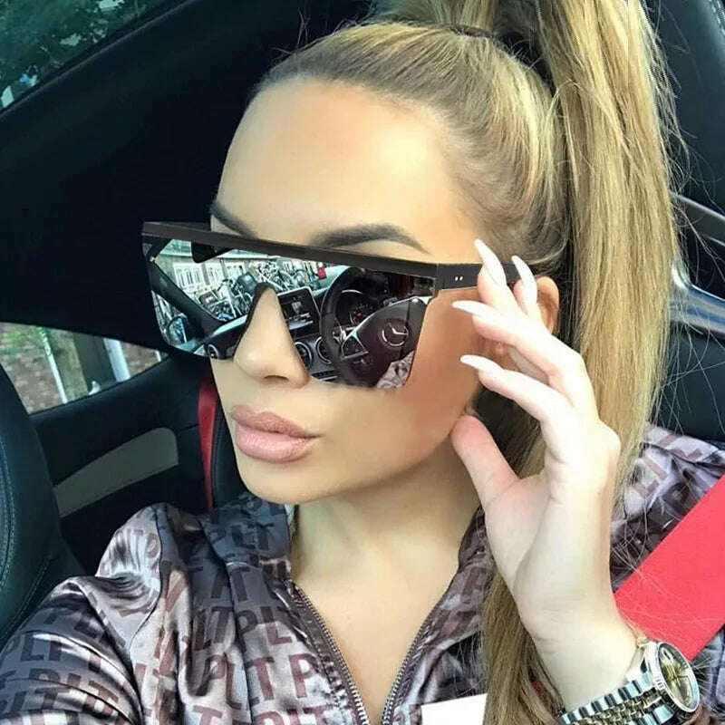 KIMLUD, Women Oversized Square Sunglasses Men Vintage Big Frame Rectangle Sun Glasses Street Photo Driving Eyewear UV400 Gafas De Sol, KIMLUD Womens Clothes