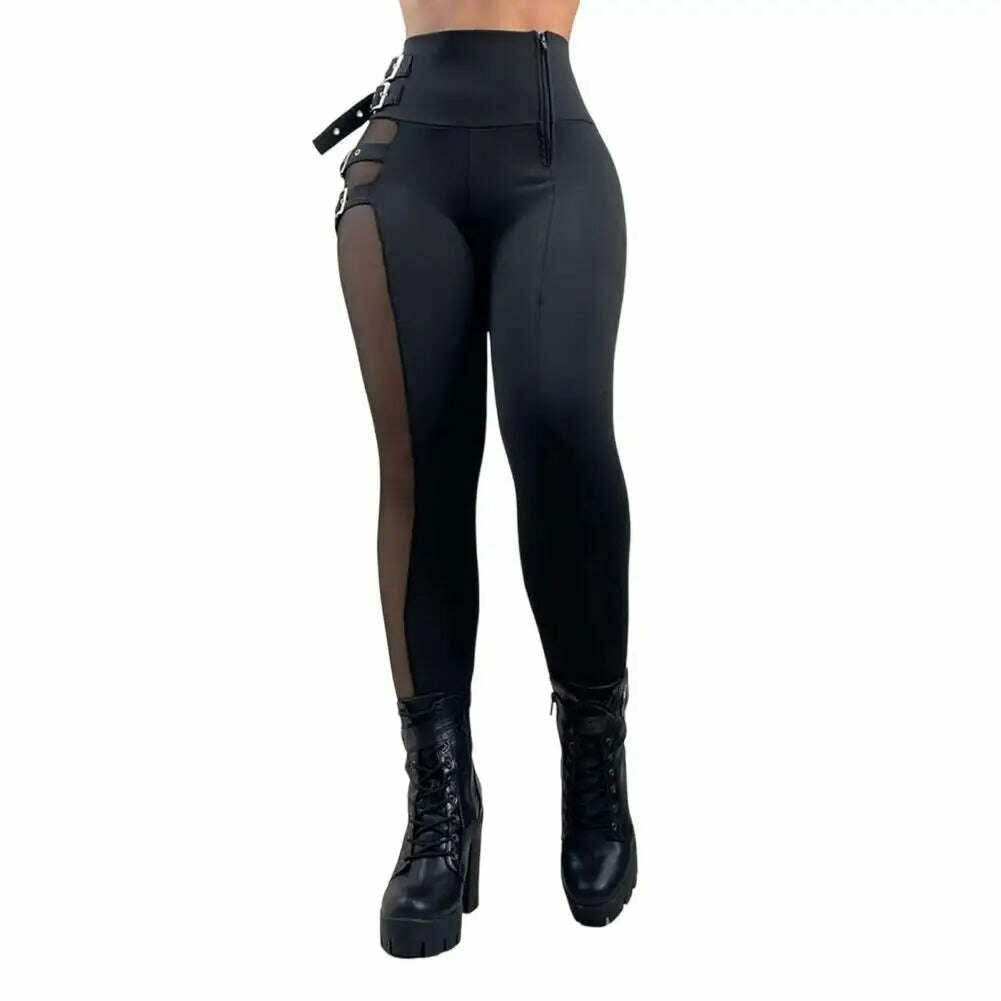 Women Pencil Pants High Waist Hollow Out Dressing Ladies Tight Trousers Sexy Leggings Women Long Pants for Work - KIMLUD