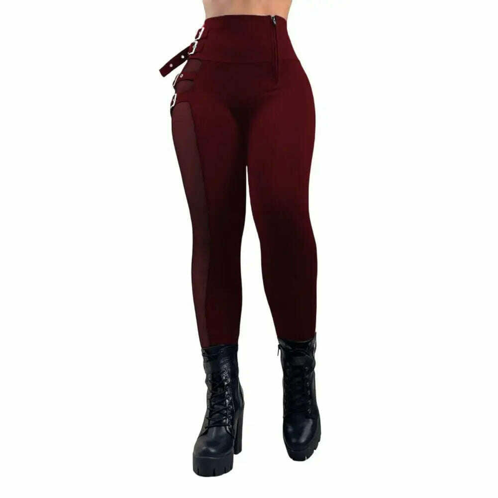 Women Pencil Pants High Waist Hollow Out Dressing Ladies Tight Trousers Sexy Leggings Women Long Pants for Work - KIMLUD