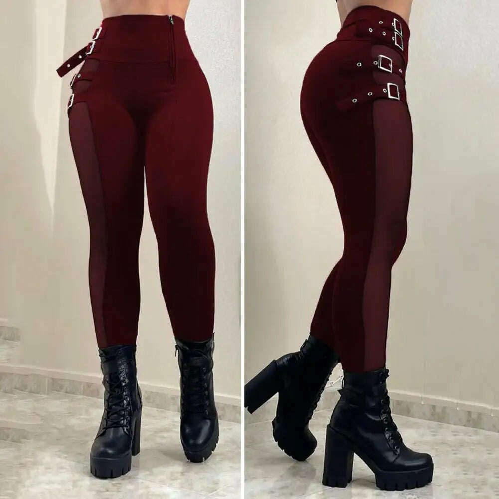 Women Pencil Pants High Waist Hollow Out Dressing Ladies Tight Trousers Sexy Leggings Women Long Pants for Work - KIMLUD