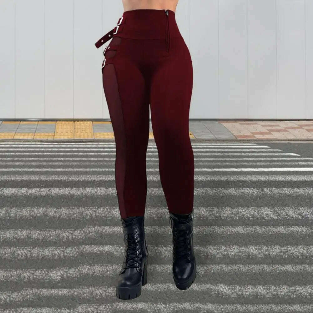 Women Pencil Pants High Waist Hollow Out Dressing Ladies Tight Trousers Sexy Leggings Women Long Pants for Work - KIMLUD