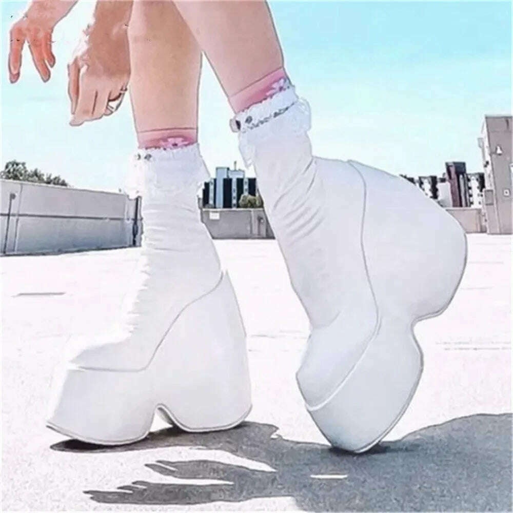 KIMLUD, Women Platform Boots Super High Heel Elastic Botas Femininas Nightclub Street Female Shoes Thick Bottom Women's Ankle Boots, white / 35 / China, KIMLUD APPAREL - Womens Clothes