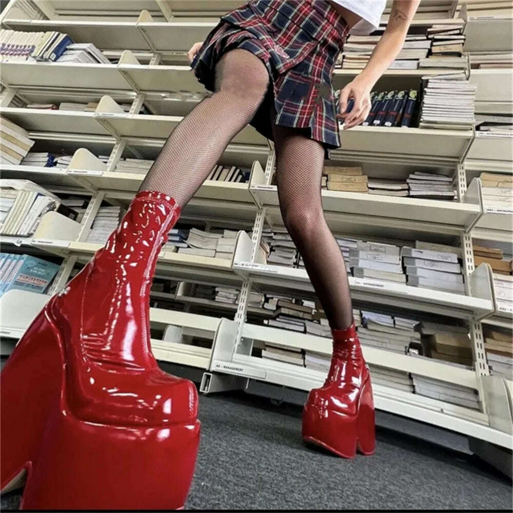 KIMLUD, Women Platform Boots Super High Heel Elastic Botas Femininas Nightclub Street Female Shoes Thick Bottom Women's Ankle Boots, KIMLUD Womens Clothes