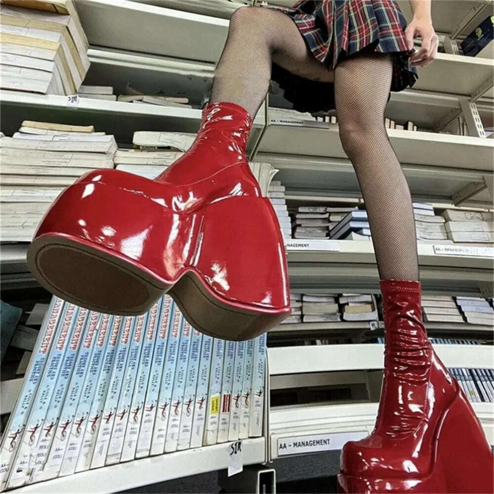 KIMLUD, Women Platform Boots Super High Heel Elastic Botas Femininas Nightclub Street Female Shoes Thick Bottom Women's Ankle Boots, KIMLUD Womens Clothes